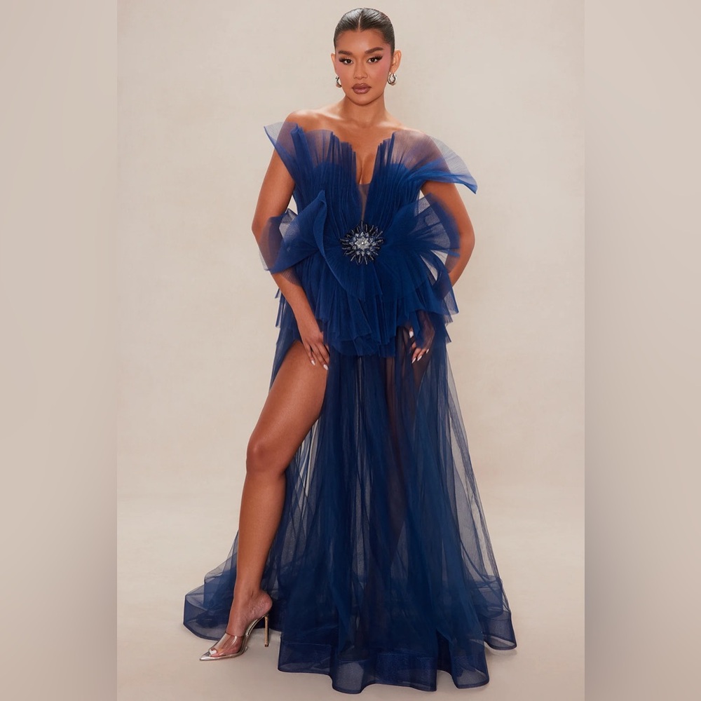 Angelica Navy Tulle Gown